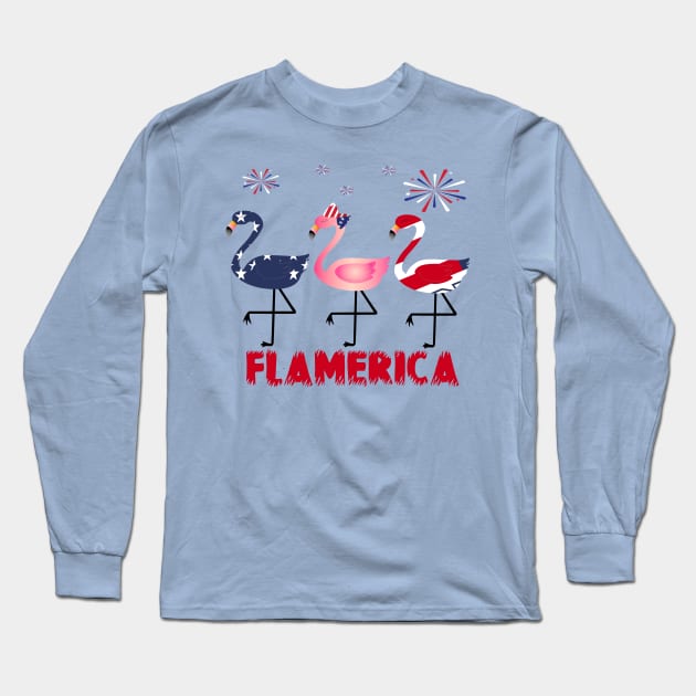 flamerica..4th of july celebration gift Long Sleeve T-Shirt by DODG99